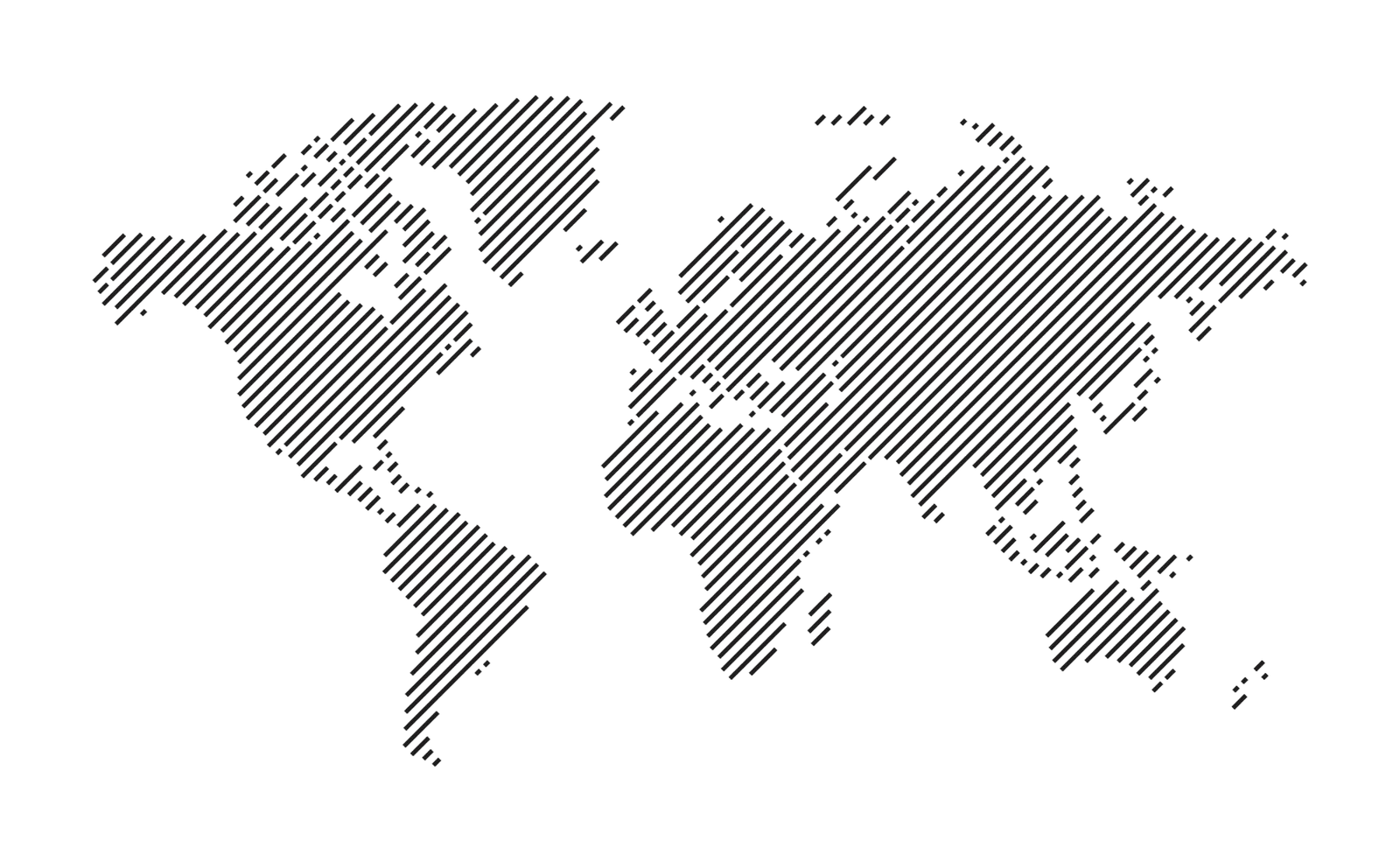 Line-art world map showing FruGreen target markets
